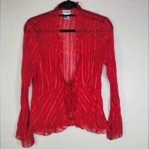 Vintage Kim Rogers signature red Chiffon  top Size M